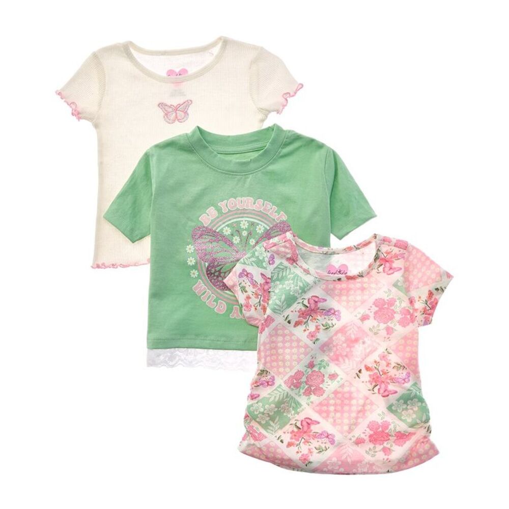Freestyle Girls  3Pk Pretty Butterfly Top, White